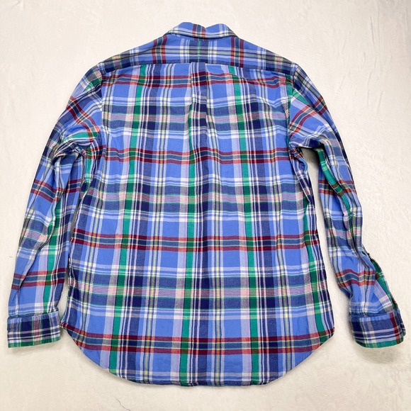 Polo Ralph Lauren Twill Flannel Shirt Mens L Plaid Long Sleeve Classic Fit Blue - Picture 3 of 10